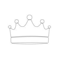 corona reale simbolo del re, disegno continuo a linea singola. corona per re, regina, principe o principessa. corona di fata. illustrazione del contorno disegnato a mano di vettore
