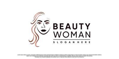 ispirazione per il design del logo delle donne di bellezza per il salone di bellezza con il vettore premium del viso di donna