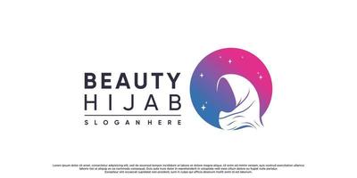 logo hijab di bellezza per donna musulmana con elemento creativo vettore premium
