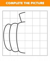 gioco educativo per bambini completa il quadro mezzo contorno di zucca vegetale simpatico cartone animato per il disegno vettore