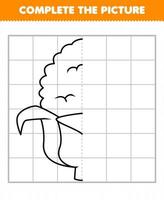 gioco educativo per bambini completa il quadro mezzo contorno di mais vegetale simpatico cartone animato per il disegno vettore