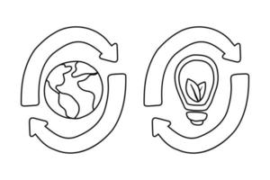 ecologia. riciclaggio di icone ecologiche. risparmia energia, salva il pianeta. vettore