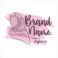 logo del marchio hijab con stile line art vettore