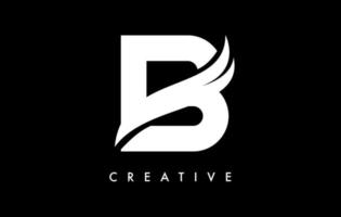 lettera b logo icona design con swoosh e vettore creativo a forma di taglio curvo