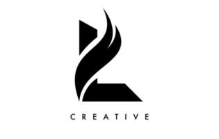 lettera l logo icona design con swoosh e vettore creativo a forma di taglio curvo