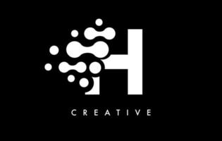 lettera h punti logo design con colori bianco e nero su sfondo nero vettore