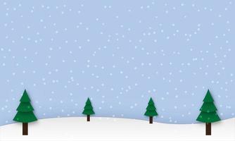 paesaggio invernale di natale con l'illustrazione di vettore del fiocco di neve