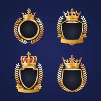 set logo corona di lusso dorato vettore
