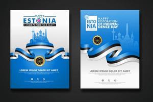 impostare poster design estonia felice giorno dell'indipendenza modello di sfondo