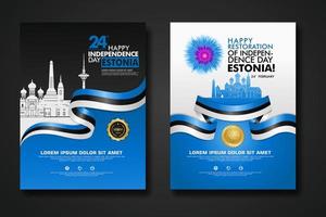 impostare poster design estonia felice giorno dell'indipendenza modello di sfondo vettore