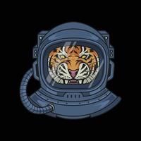 testa di tigre con casco da astronauta vettore premium