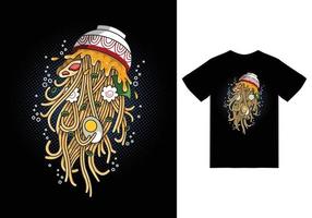 illustrazione di ramen di meduse con vettore premium di design tshirt