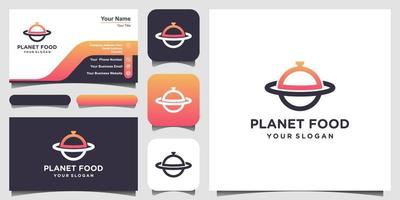 illustrazione del modello di progettazione del logo del pianeta dell'alimento e progettazione del biglietto da visita. vettore