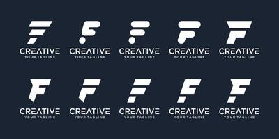 set di lettera iniziale astratta f con modello di logo in stile line art. icone per affari di moda, sport, automotive, semplice. vettore