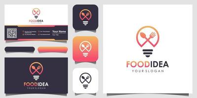 lampadina e forchetta creative logo del ristorante per la colazione e ispirazione per il design del biglietto da visita vettore