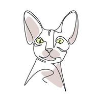 illustrazione vettoriale gatto disegnata in stile art linea