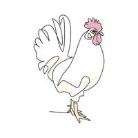 illustrazione vettoriale di un gallo disegnato in stile art linea