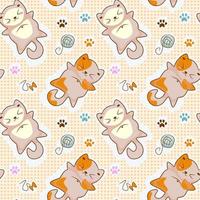 modello senza cuciture di simpatici gatti in stile anime kawaii isolato su sfondo bianco vettore
