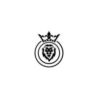 logo del re leone o testa di leone e corona con vettore di corona d'alloro