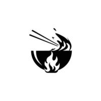 ispirazione per il design del logo del ristorante asiatico. modello di progettazione del logo della ciotola delle bacchette. isolato su bianco, illustrazione vettoriale. vettore