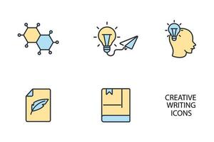 set di icone di scrittura creativa. elementi vettoriali di simbolo del pacchetto di scrittura creativa per il web infografico