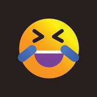 illustrazione dell'icona dell'emoticon gradiente vettoriale, risata, sorriso dolce. design vettoriale molto adatto per siti Web, app, banner. sfumatura arancione e gialla.