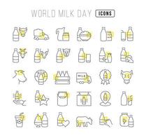 icone della linea vettoriale della giornata mondiale del latte