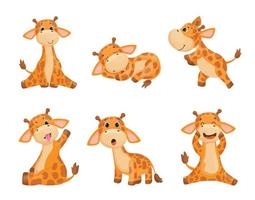 serie di illustrazioni con carattere giraffa vettore