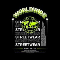 design di scrittura in tutto il mondo, adatto per la serigrafia di magliette, vestiti, giacche e altro vettore