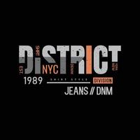 disegno della maglietta di vettore di tipografia del distretto di New York