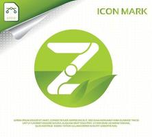 lettera creativa z e design moderno del logo a foglia verde vettore