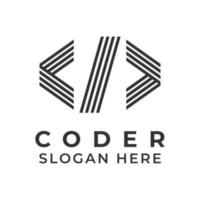 modello di logo di codifica con sfondo isolato vettore
