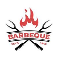 modello di logo barbecue in stile semplice su sfondo isolato vettore
