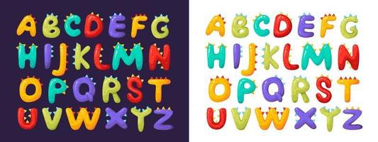 alfabeto per bambini, carattere colorato e stilizzato. lettere e numeri tridimensionali. illustrazione vettoriale