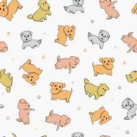 illustrazione bel cucciolo di cane simpatico cartone animato seamless pattern vettore