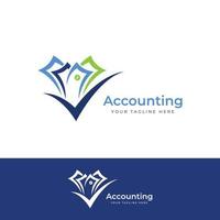logo di contabilità finanziaria, con segno di spunta per l'analisi del grafico azionario di contabilità finanziaria. in stile moderno di concetto di illustrazione vettoriale modello.