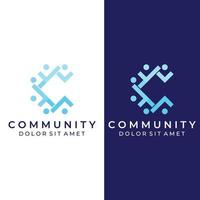 logo della comunità , rete della comunità e persone check.logos per team o gruppi , asili nido e aziende. con modifica di illustrazioni vettoriali. vettore