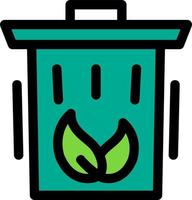 icona della linea del cestino della spazzatura ecologica vettore