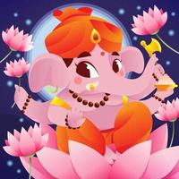 Lord Ganesh e il giardino di loto vettore