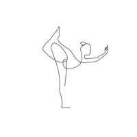 yoga disegno continuo a una linea vettore