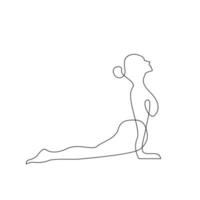 yoga disegno continuo a una linea vettore