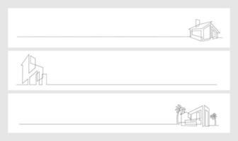 impostare il logo della casa moderna di disegno a linea continua vettore