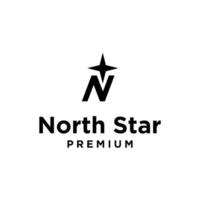 lettera n per il design del logo del nord e della stella vettore
