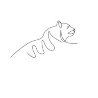 disegno vettoriale a una linea continua di tigre