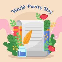 sfondo design piatto giornata mondiale della poesia vettore