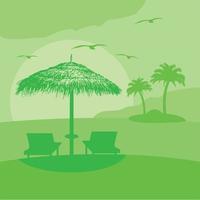 carta di sfondo estivo con lounge e ombrellone vettore