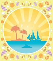 sfondo estate carta con yacht vettore