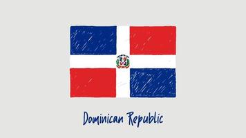 bandiera della repubblica dominicana o vettore di illustrazione dello schizzo a matita