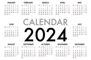 pianificatore di calendario per la settimana 2024 inizia lunedì vettore