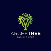 psicologia e modello di progettazione del logo dell'albero con uno stile elegante vettore